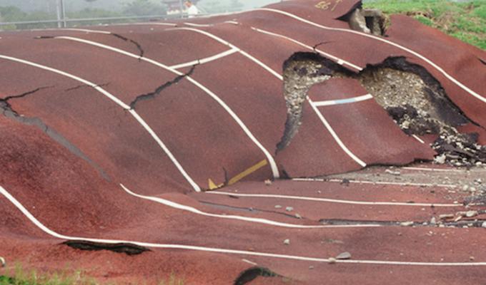 track ripped up from earthquake