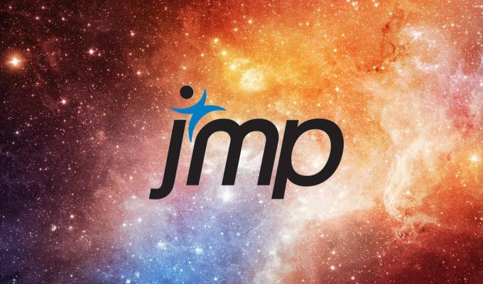 JMP logo above vibrant galaxy